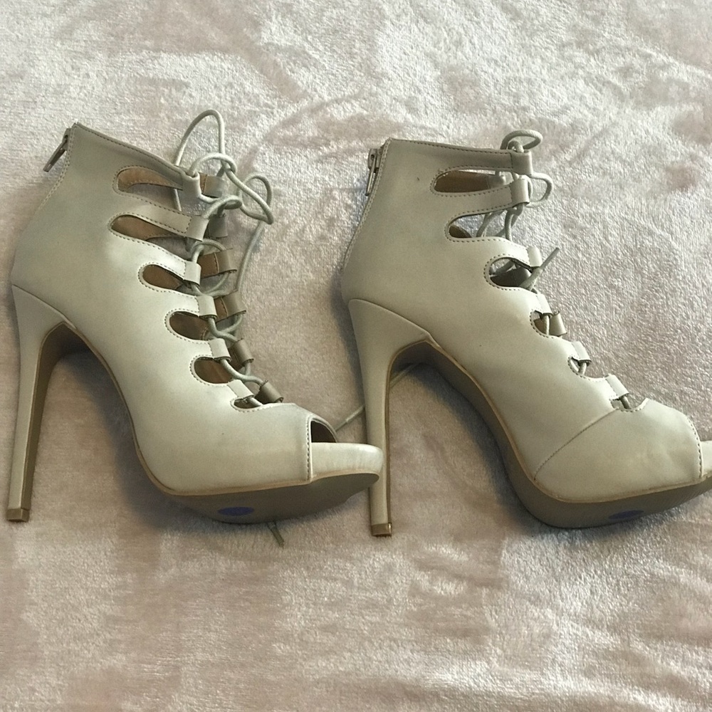 Nude Lace Up heels